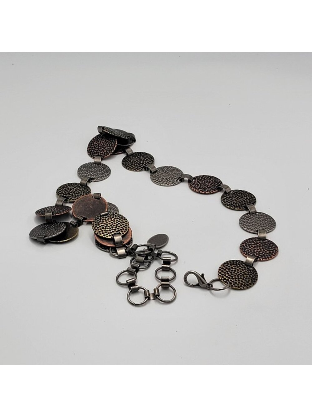 Vtg Y2K Hammered MetalDisc Chain Belt Adjustable..